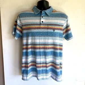 VISSLA Blue and Red Polo Shirt Classic Knit Design